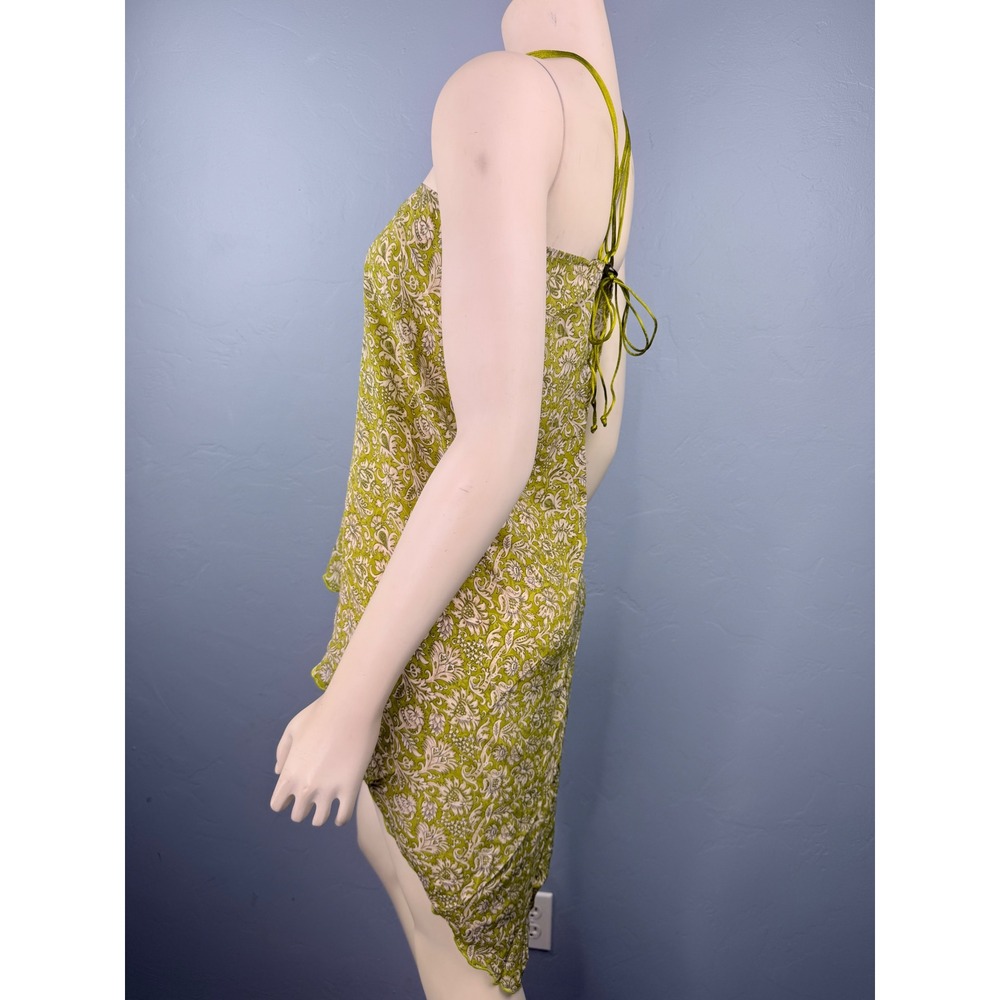 Vacation Convertible Sarong Dress Women OS Green Floral Paisley Halter Mini NEW - Picture 7 of 9